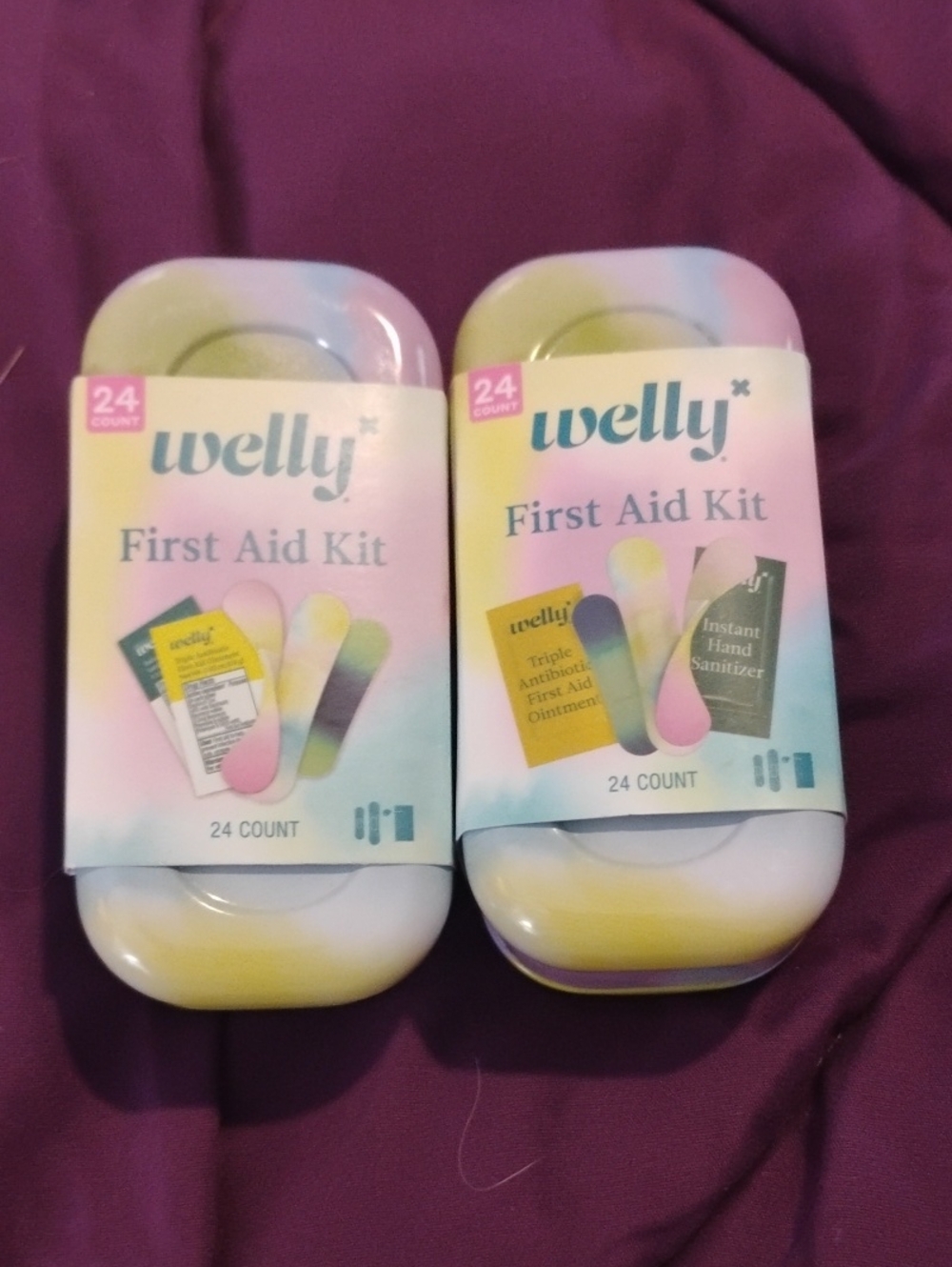 Welly First Aid Kit - Pastel Bandage Tin (24 Count) Bundle Of 2